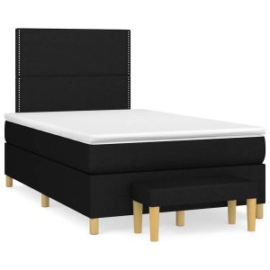 Łóżko Tapicerowane z Materacem Kontynentalne Czarna Tkanina 120×190 cm 814517
