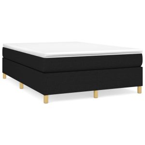 Łóżko Tapicerowane z Materacem Kontynentalne Czarna Tkanina 140×190 cm 819994 Łóżko Tapicerowane z Materacem Kontynentalne Czarna Tkanina 140×190 cm 819994
