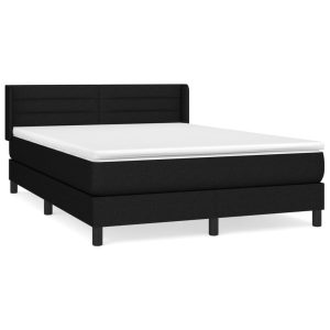Łóżko Tapicerowane z Materacem Kontynentalne Czarna Tkanina 140×190 cm 816877 Łóżko Tapicerowane z Materacem Kontynentalne Czarna Tkanina 140×190 cm 816877