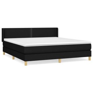 Łóżko Tapicerowane z Materacem Kontynentalne Czarna Tkanina 160×200 cm 814186 Łóżko Tapicerowane z Materacem Kontynentalne Czarna Tkanina 160×200 cm 814186