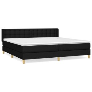 Łóżko Tapicerowane z Materacem Kontynentalne Czarna Tkanina 160×200 cm 814323 Łóżko Tapicerowane z Materacem Kontynentalne Czarna Tkanina 160×200 cm 814323