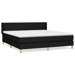 Łóżko Tapicerowane z Materacem Kontynentalne Czarna Tkanina 180×200 cm 814319 Łóżko Tapicerowane z Materacem Kontynentalne Czarna Tkanina 180×200 cm 814319