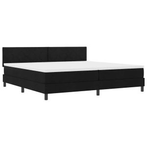 Łóżko Tapicerowane z Materacem Kontynentalne Czarna Tkanina 200 x 200 cm 815417 Łóżko Tapicerowane z Materacem Kontynentalne Czarna Tkanina 200 x 200 cm 815417