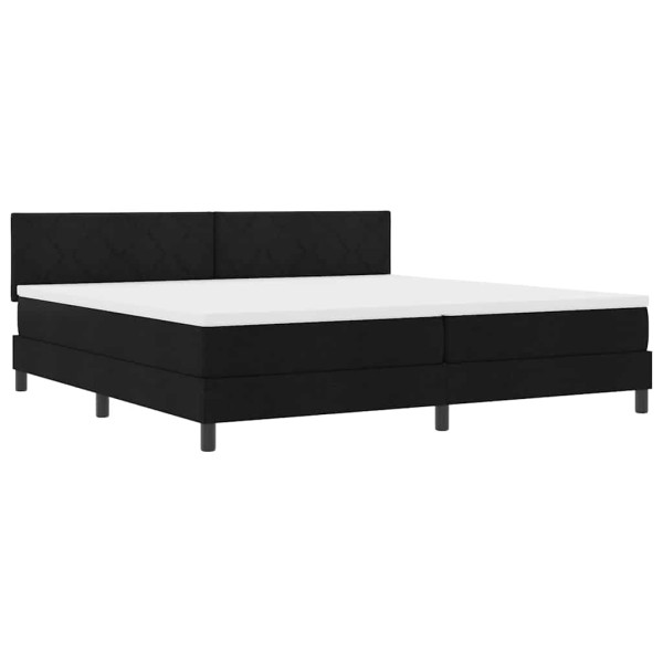 Łóżko Tapicerowane z Materacem Kontynentalne Czarna Tkanina 200 x 200 cm 815417