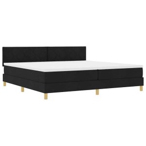 Łóżko Tapicerowane z Materacem Kontynentalne Czarna Tkanina 200 x 200 cm 814636 Łóżko Tapicerowane z Materacem Kontynentalne Czarna Tkanina 200 x 200 cm 814636