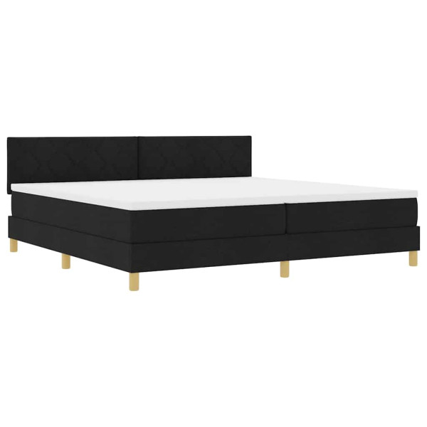 Łóżko Tapicerowane z Materacem Kontynentalne Czarna Tkanina 200 x 200 cm 814636