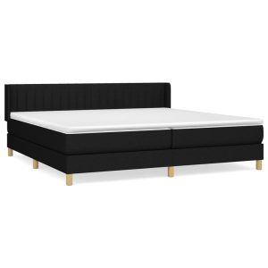 Łóżko Tapicerowane z Materacem Kontynentalne Czarna Tkanina 200×200 cm 814179 Łóżko Tapicerowane z Materacem Kontynentalne Czarna Tkanina 200×200 cm 814179