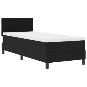 Łóżko Tapicerowane z Materacem Kontynentalne Czarna Tkanina 80 x 200 cm 814625
