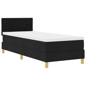 Łóżko Tapicerowane z Materacem Kontynentalne Czarna Tkanina 80 x 200 cm 815459