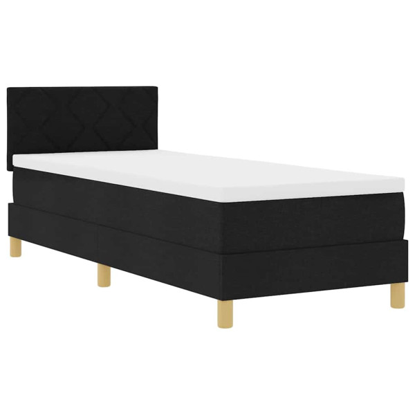 Łóżko Tapicerowane z Materacem Kontynentalne Czarna Tkanina 80 x 200 cm 815459