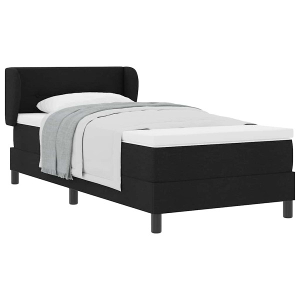Łóżko Tapicerowane z Materacem Kontynentalne Czarna Tkanina 90 x 190 cm 815454