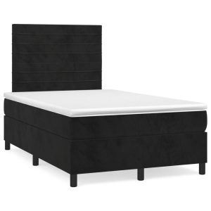 Łóżko Tapicerowane z Materacem Kontynentalne Czarne LED 120×190 cm 813914