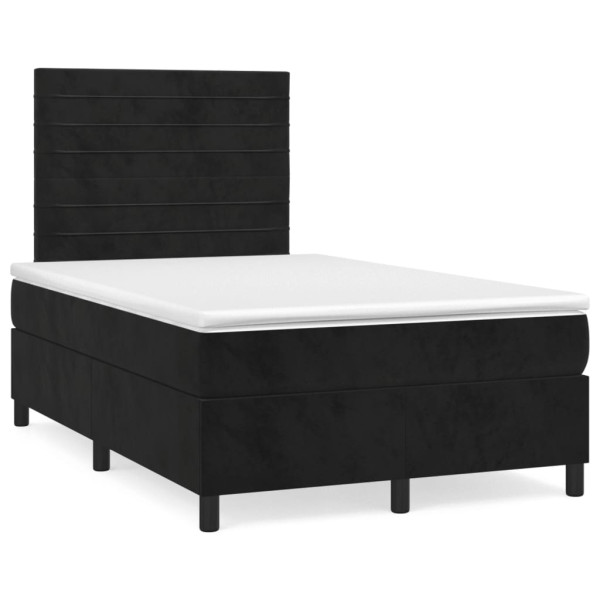 Łóżko Tapicerowane z Materacem Kontynentalne Czarne LED 120x190 cm 813914