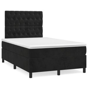 Łóżko Tapicerowane z Materacem Kontynentalne Czarne LED 120×190 cm 813969