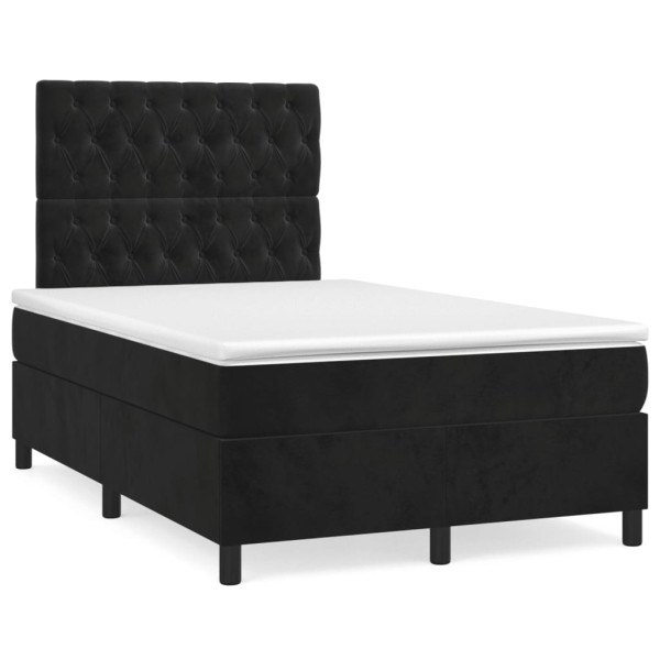 Łóżko Tapicerowane z Materacem Kontynentalne Czarne LED 120x190 cm 813969