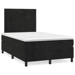 Łóżko Tapicerowane z Materacem Kontynentalne Czarne LED 120×190 cm 813899