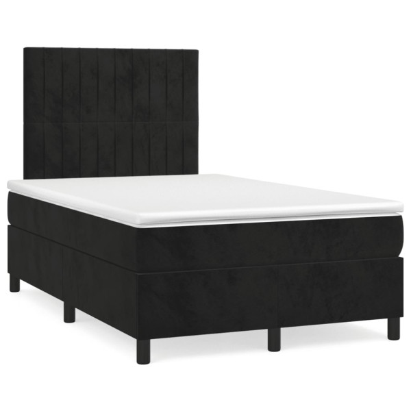 Łóżko Tapicerowane z Materacem Kontynentalne Czarne LED 120x190 cm 813899