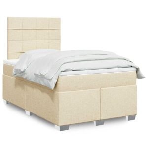Łóżko Tapicerowane z Materacem Kontynentalne Kremowe Do Sypialni 120×200 cm 820972