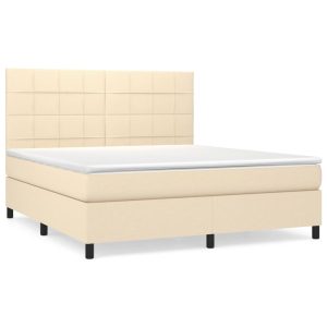 Łóżko Tapicerowane z Materacem Kontynentalne Kremowe Do Sypialni 160×200 cm 814197 Łóżko Tapicerowane z Materacem Kontynentalne Kremowe Do Sypialni 160×200 cm 814197