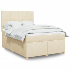 Łóżko Tapicerowane z Materacem Kontynentalne Kremowe Do Sypialni 160×200 cm 820044 Łóżko Tapicerowane z Materacem Kontynentalne Kremowe Do Sypialni 160×200 cm 820044