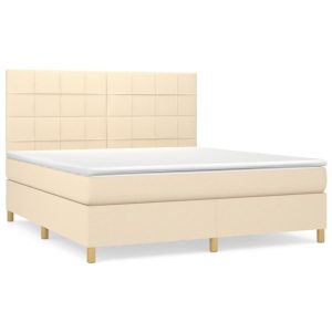 Łóżko Tapicerowane z Materacem Kontynentalne Kremowe Do Sypialni 160×200 cm 820080 Łóżko Tapicerowane z Materacem Kontynentalne Kremowe Do Sypialni 160×200 cm 820080
