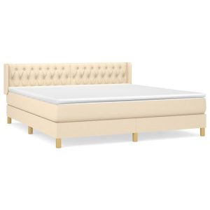 Łóżko Tapicerowane z Materacem Kontynentalne Kremowe Do Sypialni 180×200 cm 810317 Łóżko Tapicerowane z Materacem Kontynentalne Kremowe Do Sypialni 180×200 cm 810317