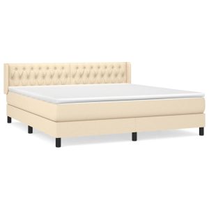 Łóżko Tapicerowane z Materacem Kontynentalne Kremowe Do Sypialni 180×200 cm 810622 Łóżko Tapicerowane z Materacem Kontynentalne Kremowe Do Sypialni 180×200 cm 810622