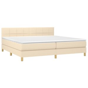Łóżko Tapicerowane z Materacem Kontynentalne Kremowe Do Sypialni 200×200 cm 810564 Łóżko Tapicerowane z Materacem Kontynentalne Kremowe Do Sypialni 200×200 cm 810564