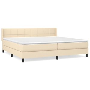 Łóżko Tapicerowane z Materacem Kontynentalne Kremowe Do Sypialni 200×200 cm 810578 Łóżko Tapicerowane z Materacem Kontynentalne Kremowe Do Sypialni 200×200 cm 810578