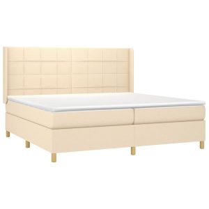 Łóżko Tapicerowane z Materacem Kontynentalne Kremowe Do Sypialni 200×200 cm 811212 Łóżko Tapicerowane z Materacem Kontynentalne Kremowe Do Sypialni 200×200 cm 811212