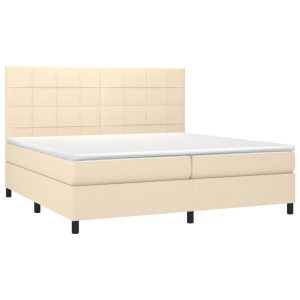 Łóżko Tapicerowane z Materacem Kontynentalne Kremowe Do Sypialni 200×200 cm 811426 Łóżko Tapicerowane z Materacem Kontynentalne Kremowe Do Sypialni 200×200 cm 811426