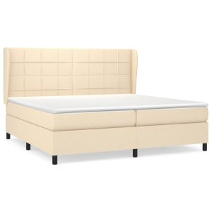Łóżko Tapicerowane z Materacem Kontynentalne Kremowe Do Sypialni 200×200 cm 814040 Łóżko Tapicerowane z Materacem Kontynentalne Kremowe Do Sypialni 200×200 cm 814040