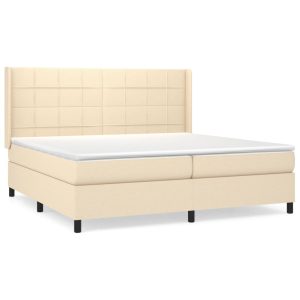 Łóżko Tapicerowane z Materacem Kontynentalne Kremowe Do Sypialni 200×200 cm 814076 Łóżko Tapicerowane z Materacem Kontynentalne Kremowe Do Sypialni 200×200 cm 814076