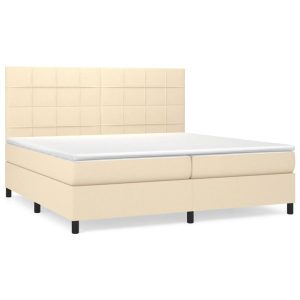 Łóżko Tapicerowane z Materacem Kontynentalne Kremowe Do Sypialni 200×200 cm 814496 Łóżko Tapicerowane z Materacem Kontynentalne Kremowe Do Sypialni 200×200 cm 814496