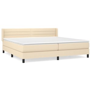 Łóżko Tapicerowane z Materacem Kontynentalne Kremowe Do Sypialni 200×200 cm 810276 Łóżko Tapicerowane z Materacem Kontynentalne Kremowe Do Sypialni 200×200 cm 810276