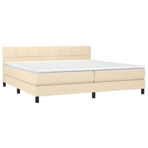 Łóżko Tapicerowane z Materacem Kontynentalne Kremowe Do Sypialni 200×200 cm 810354 Łóżko Tapicerowane z Materacem Kontynentalne Kremowe Do Sypialni 200×200 cm 810354