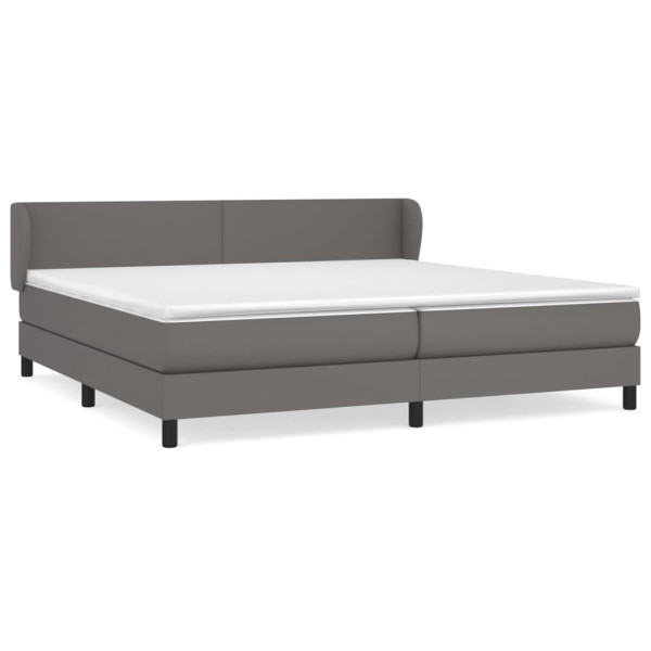 Łóżko Tapicerowane z Materacem Kontynentalne Szara Ekoskóra 200x200 cm 811537