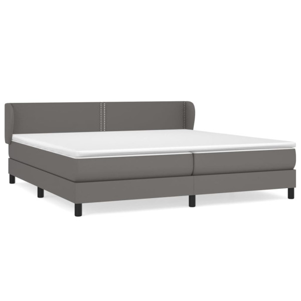 Łóżko Tapicerowane z Materacem Kontynentalne Szara Ekoskóra 200x200 cm 811183