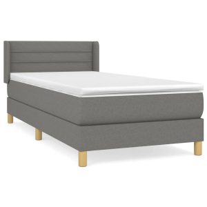 Łóżko Tapicerowane z Materacem Kontynentalne Szara Tkanina 100×200 cm 809798 Łóżko Tapicerowane z Materacem Kontynentalne Szara Tkanina 100×200 cm 809798