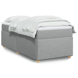 Łóżko Tapicerowane z Materacem Kontynentalne Szara Tkanina 100x200cm 809966 Łóżko Tapicerowane z Materacem Kontynentalne Szara Tkanina 100x200cm 809966