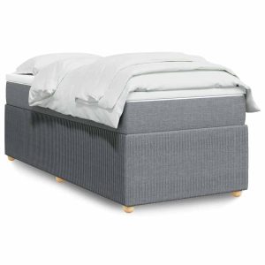 Łóżko Tapicerowane z Materacem Kontynentalne Szara Tkanina 100x200cm 809980 Łóżko Tapicerowane z Materacem Kontynentalne Szara Tkanina 100x200cm 809980