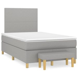 Łóżko Tapicerowane z Materacem Kontynentalne Szara Tkanina 120×190 cm 811223 Łóżko Tapicerowane z Materacem Kontynentalne Szara Tkanina 120×190 cm 811223