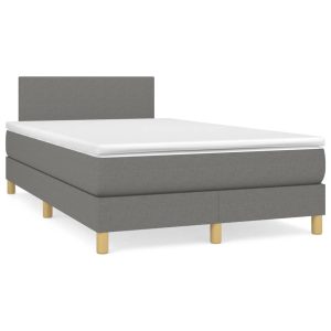 Łóżko Tapicerowane z Materacem Kontynentalne Szara Tkanina 120x190cm 809765 Łóżko Tapicerowane z Materacem Kontynentalne Szara Tkanina 120x190cm 809765