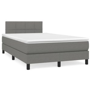 Łóżko Tapicerowane z Materacem Kontynentalne Szara Tkanina 120x190cm 810621 Łóżko Tapicerowane z Materacem Kontynentalne Szara Tkanina 120x190cm 810621