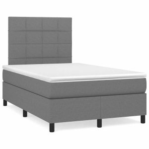 Łóżko Tapicerowane z Materacem Kontynentalne Szara Tkanina 120x190cm 811225 Łóżko Tapicerowane z Materacem Kontynentalne Szara Tkanina 120x190cm 811225
