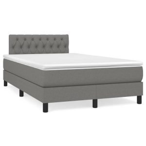 Łóżko Tapicerowane z Materacem Kontynentalne Szara Tkanina 120x190cm 809804 Łóżko Tapicerowane z Materacem Kontynentalne Szara Tkanina 120x190cm 809804