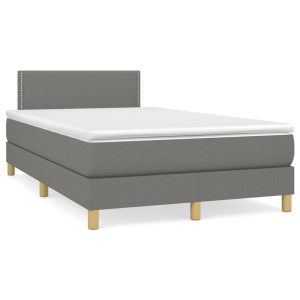 Łóżko Tapicerowane z Materacem Kontynentalne Szara Tkanina 120x190cm 809842 Łóżko Tapicerowane z Materacem Kontynentalne Szara Tkanina 120x190cm 809842