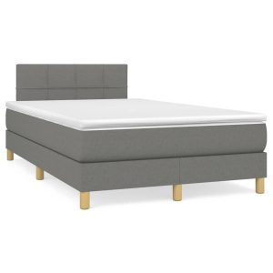 Łóżko Tapicerowane z Materacem Kontynentalne Szara Tkanina 120x190cm 809739 Łóżko Tapicerowane z Materacem Kontynentalne Szara Tkanina 120x190cm 809739