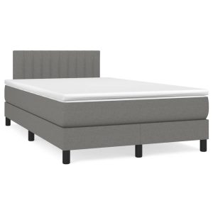 Łóżko Tapicerowane z Materacem Kontynentalne Szara Tkanina 120x190cm 809934 Łóżko Tapicerowane z Materacem Kontynentalne Szara Tkanina 120x190cm 809934