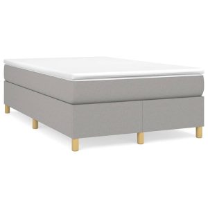 Łóżko Tapicerowane z Materacem Kontynentalne Szara Tkanina 120×200 cm 810313 Łóżko Tapicerowane z Materacem Kontynentalne Szara Tkanina 120×200 cm 810313